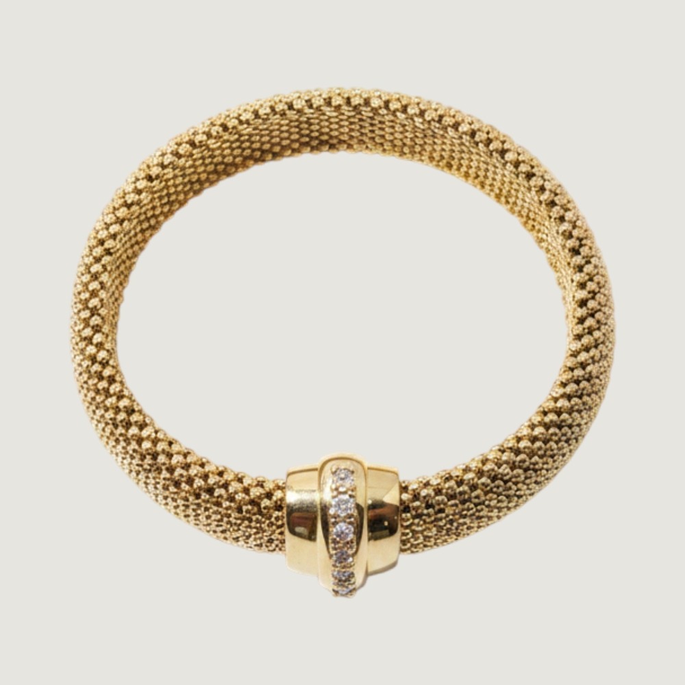Vintage Bellezza Italy Gold Tone Mesh Woven Bracelet Signed ITALY KATT72 6.5in